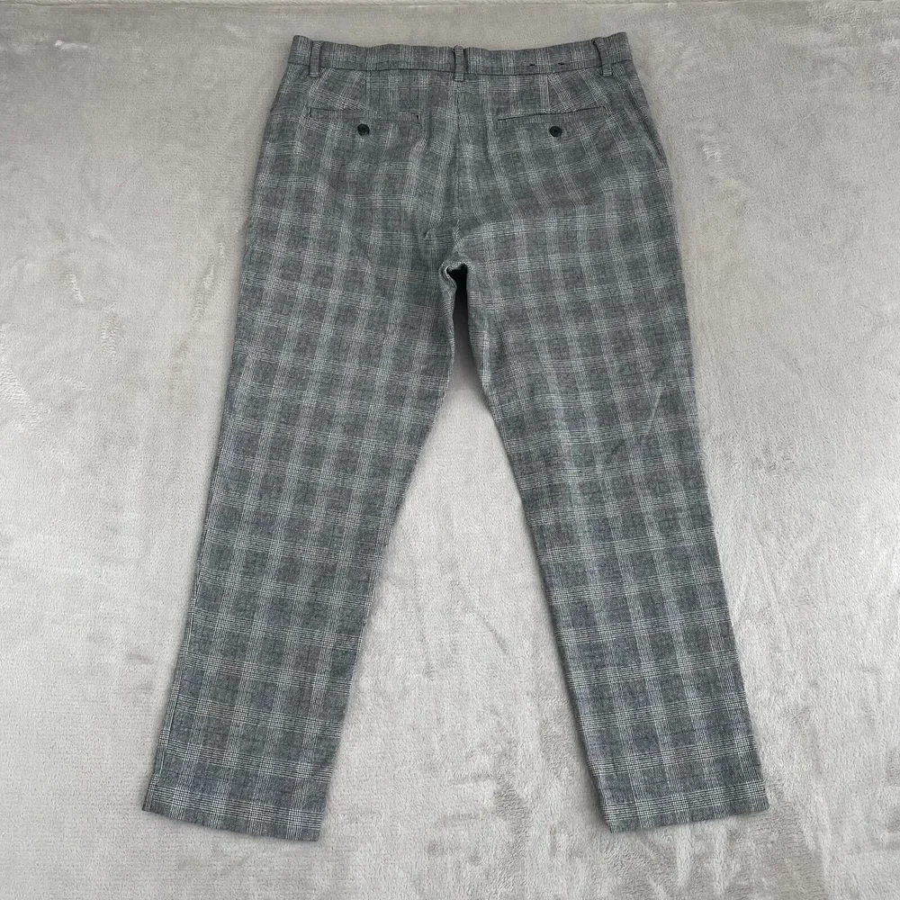 Banana Republic Plaid Grayson Pants Men 34x27‎ (Tag 33) Grey Slim Tapered Fit
